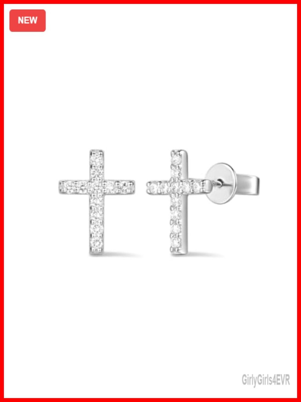 0.32 Ct Lab-Grown Diamond Cross Stud Earrings Sterling Silver
